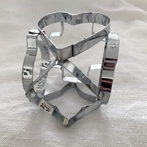 Vintage Christmas cookie cutter -6 sided chrome plate - card shaped -Knobler